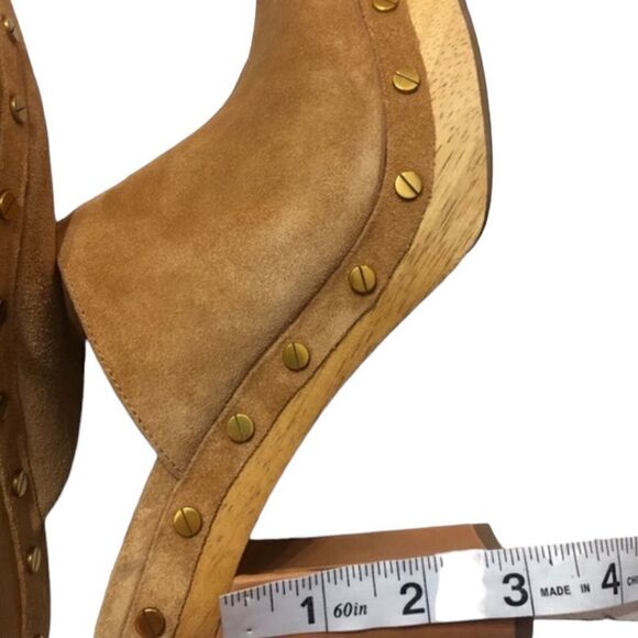 Veronica Beard Grita Suede Clogs in tan 10 - Picture 3 of 6